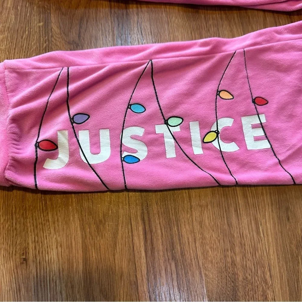 Justice Sleep Girls Fleece Pajamas Penguines Pink  - Girls Size Large 12-14